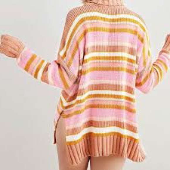 Aerie Striped Chenille Sunset Turtleneck Sweater - Picture 1 of 5